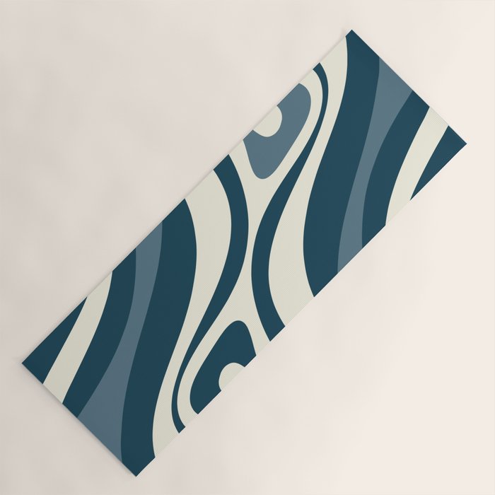 New Groove Retro Swirl Abstract Pattern Steel Teal Blue Yoga Mat Gallery Image 1