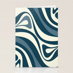 New Groove Retro Swirl Abstract Pattern Steel Teal Blue Stationery Card Gallery Image 2