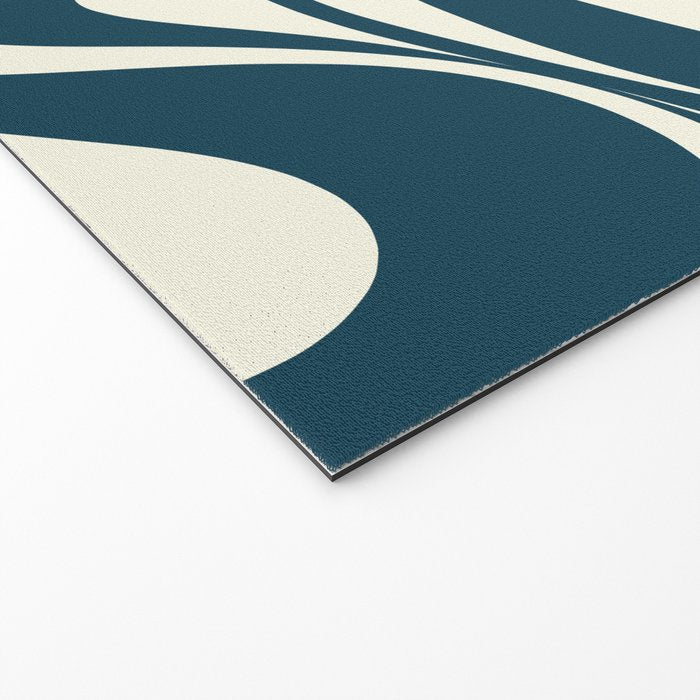 New Groove Retro Swirl Abstract Pattern Steel Teal Blue Welcome Mat Gallery Image 2