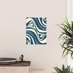 New Groove Retro Swirl Abstract Pattern Steel Teal Blue Poster Gallery Image 2