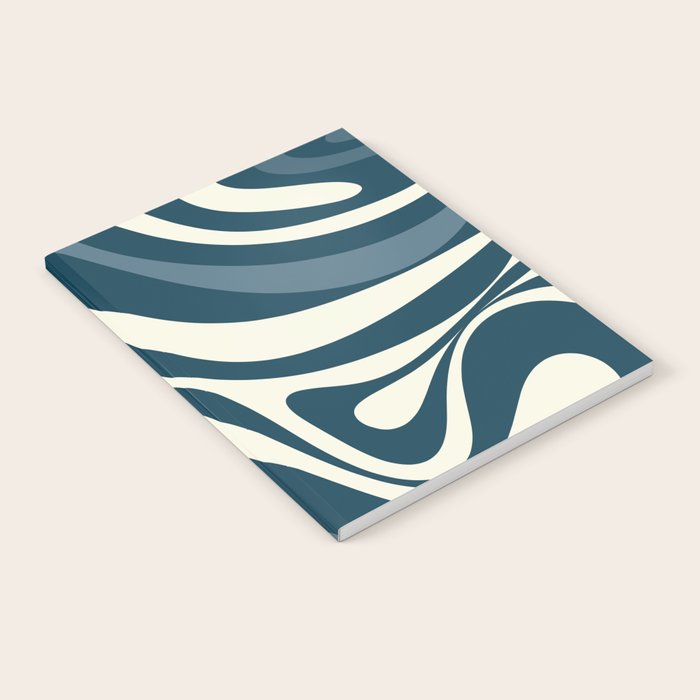 New Groove Retro Swirl Abstract Pattern Steel Teal Blue Notebook Gallery Image 2