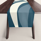 New Groove Retro Swirl Abstract Pattern Steel Teal Blue Table Runner Gallery Image 1