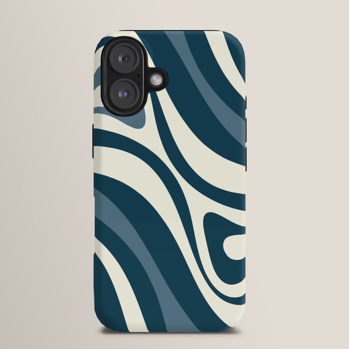 New Groove Retro Swirl Abstract Pattern Steel Teal Blue iPhone Case Gallery Image 13