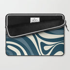 New Groove Retro Swirl Abstract Pattern Steel Teal Blue Laptop Sleeve Gallery Image 2