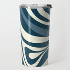 New Groove Retro Swirl Abstract Pattern Steel Teal Blue Travel Mug Gallery Image 2