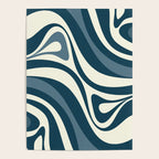 New Groove Retro Swirl Abstract Pattern Steel Teal Blue Poster Gallery Image 4