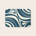 New Groove Retro Swirl Abstract Pattern Steel Teal Blue Bath Mat Gallery Image 1