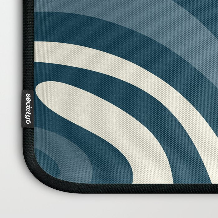 New Groove Retro Swirl Abstract Pattern Steel Teal Blue Laptop Sleeve Gallery Image 3