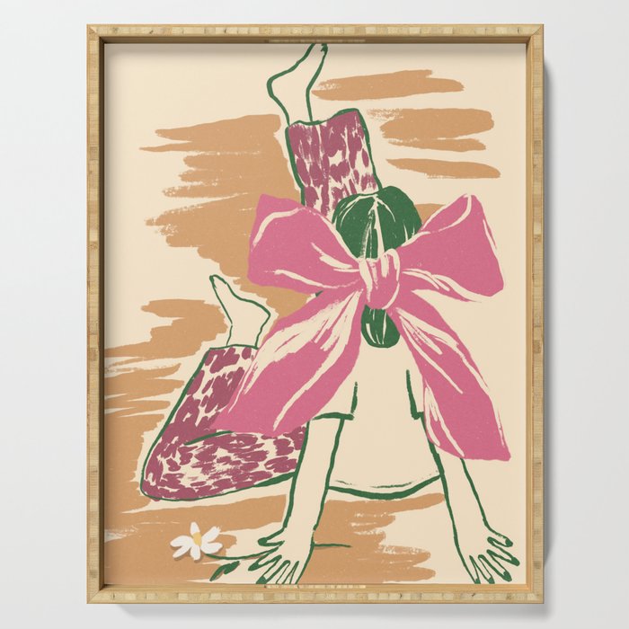 Girl With A Pink Bow Serving Tray Gallery Image 1
