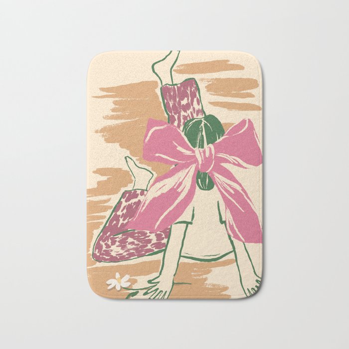 Girl With A Pink Bow Bath Mat Gallery Image 1