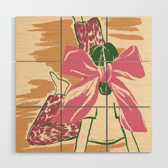 Girl With A Pink Bow Wood Wall Art Gallery Image 1