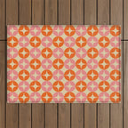 Mid Century Modern Pattern in Pink and Orange Outdoor Rug Gallery Image 1