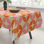 Mid Century Modern Pattern in Pink and Orange Tablecloth Gallery Image 3