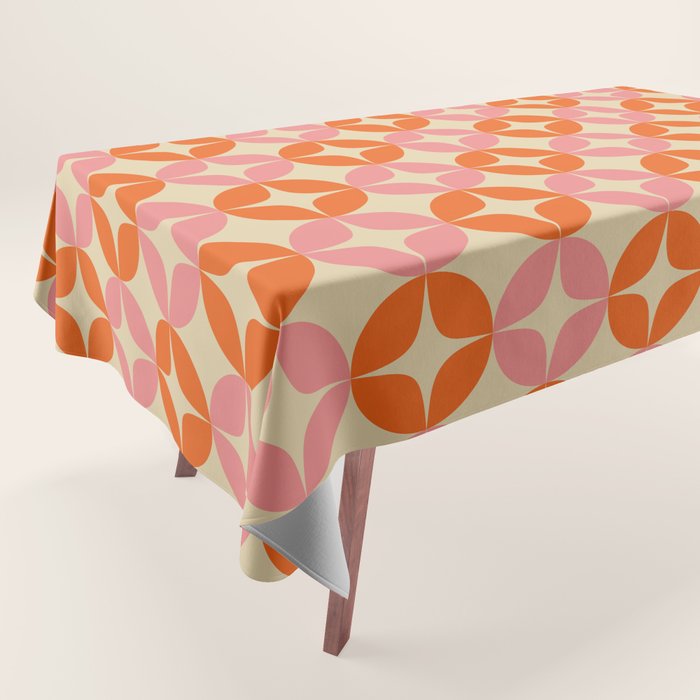 Mid Century Modern Pattern in Pink and Orange Tablecloth Gallery Image 1