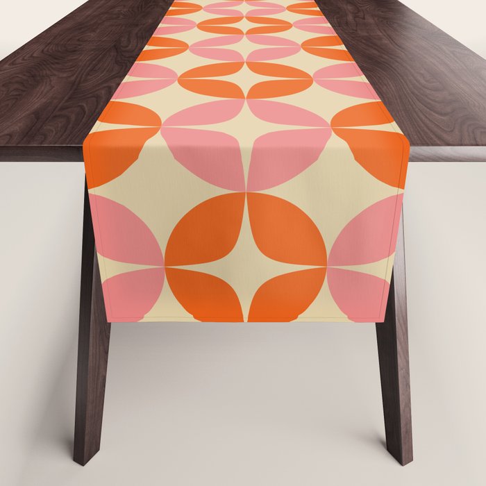 Mid Century Modern Pattern in Pink and Orange Table Runner Gallery Image 1