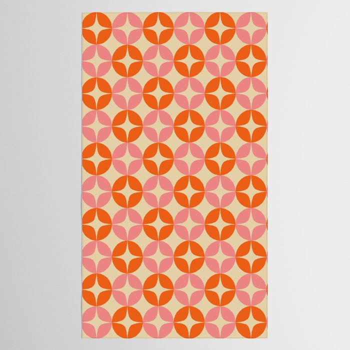 Mid Century Modern Pattern in Pink and Orange Tablecloth Gallery Image 2
