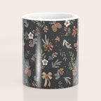 Vintage Winter Foliage with Berries, Pinecones and Ribbons on Black Coffee Mug Gallery Image 4