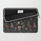 Vintage Winter Foliage with Berries, Pinecones and Ribbons on Black Laptop Sleeve Gallery Image 2