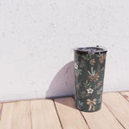 Vintage Winter Foliage with Berries, Pinecones and Ribbons on Black Travel Mug Gallery Image 4