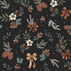Vintage Winter Foliage with Berries, Pinecones and Ribbons on Black Coffee Mug Gallery Image 2
