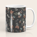 Vintage Winter Foliage with Berries, Pinecones and Ribbons on Black Coffee Mug Gallery Image 1