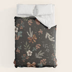 Vintage Winter Foliage with Berries, Pinecones and Ribbons on Black Comforter Gallery Image 6