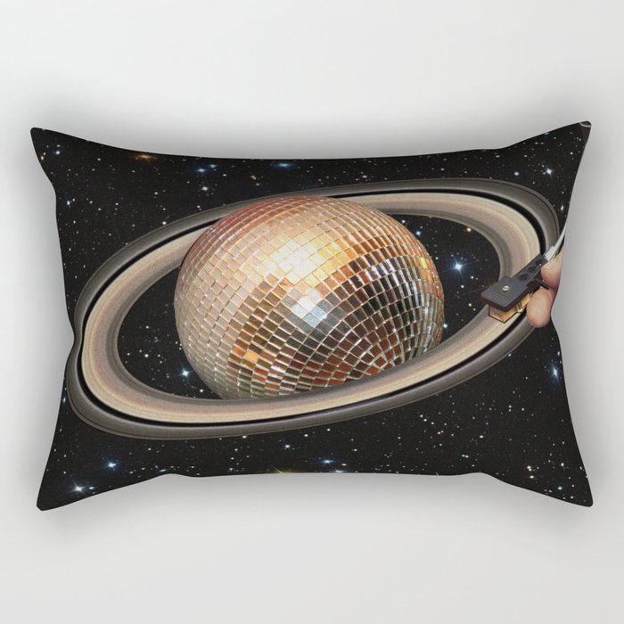 Galactic DJ II - Saturn Disco Ball P Rectangular Pillow Gallery Image 2