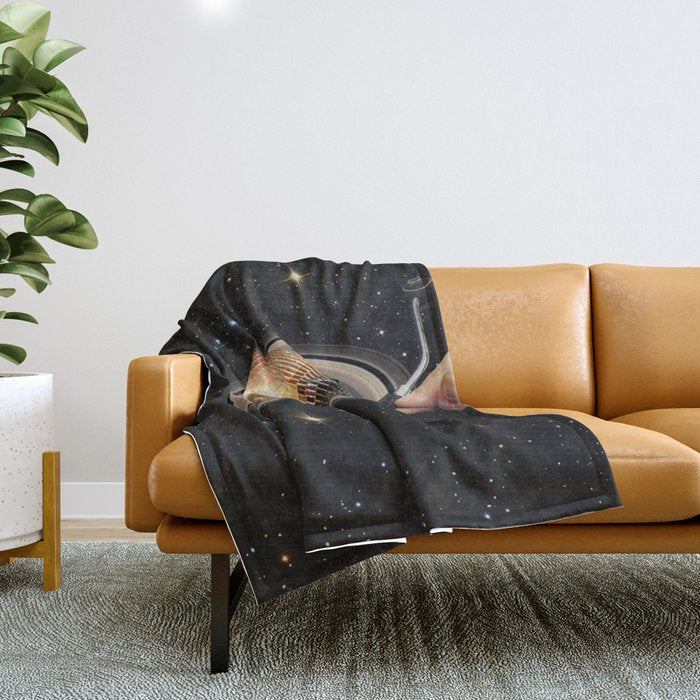 Galactic DJ II - Saturn Disco Ball P Throw Blanket Gallery Image 1
