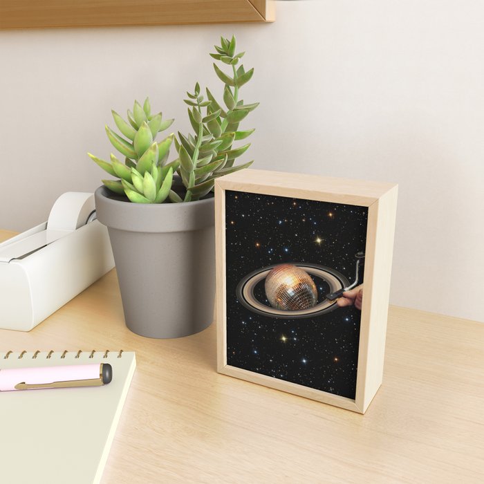 Galactic DJ II - Saturn Disco Ball P Mini Art Print Gallery Image 2