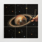 Galactic DJ II - Saturn Disco Ball P Wood Wall Art Gallery Image 1