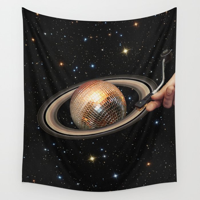 Galactic DJ II - Saturn Disco Ball P Wall Tapestry Gallery Image 1