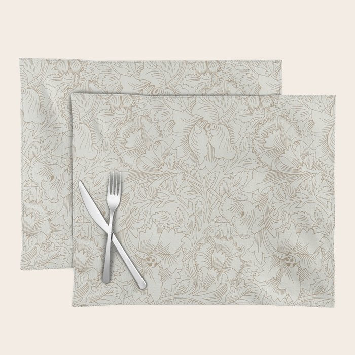 William Morris Poppy Cream Gold Pattern Placemat Gallery Image 1