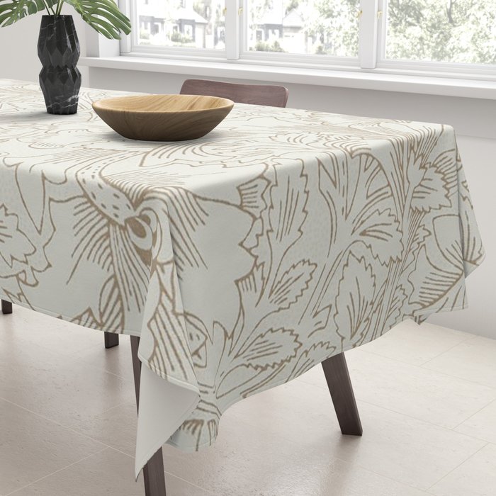 William Morris Poppy Cream Gold Pattern Tablecloth Gallery Image 3