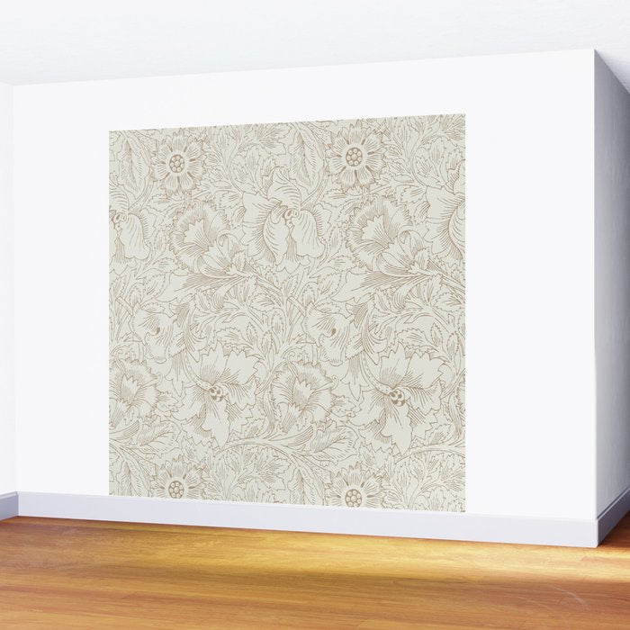 William Morris Poppy Cream Gold Pattern Wall Mural Gallery Image 2