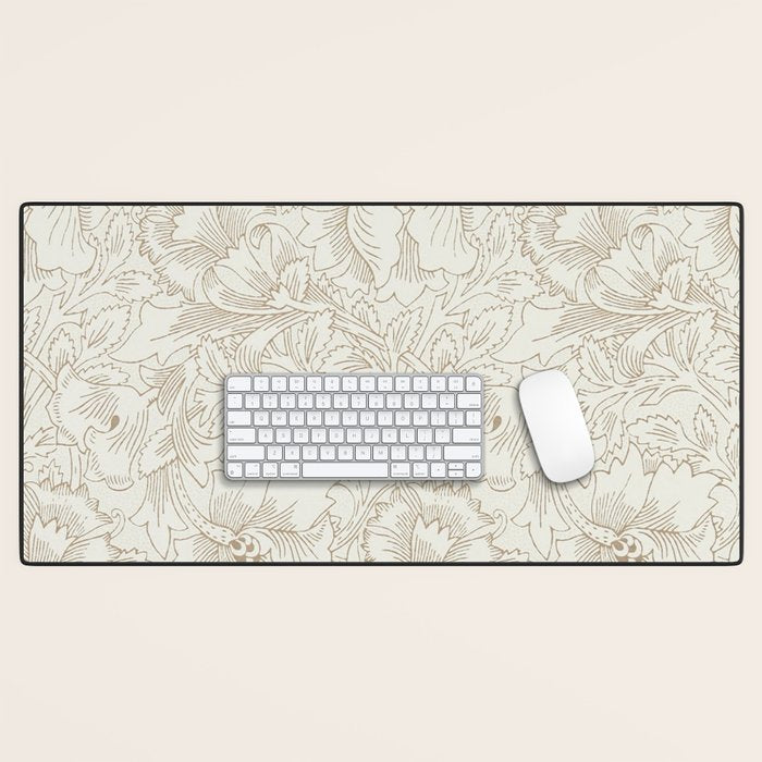 William Morris Poppy Cream Gold Pattern Desk Mat Gallery Image 1