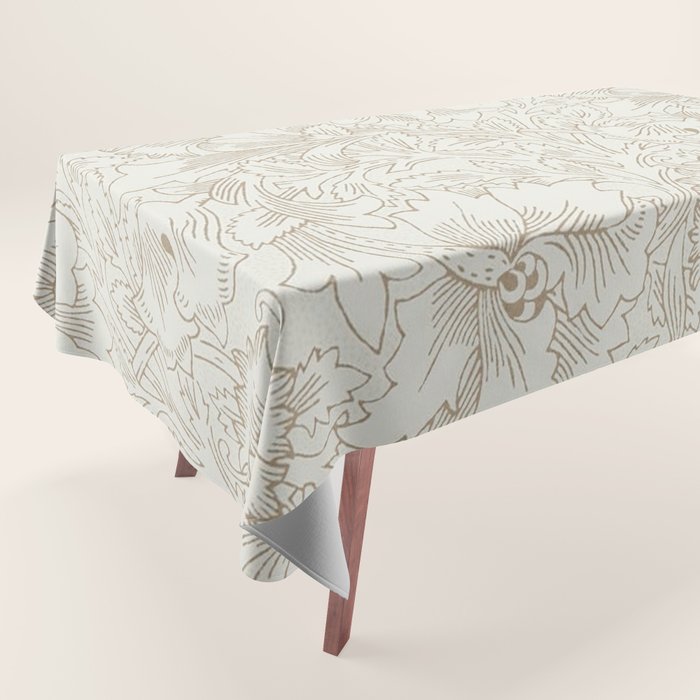 William Morris Poppy Cream Gold Pattern Tablecloth Gallery Image 1