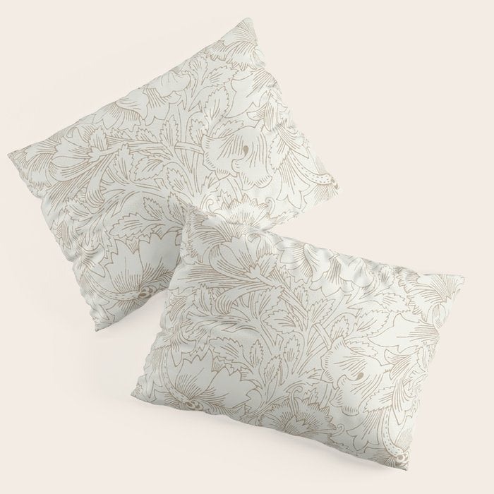William Morris Poppy Cream Gold Pattern Pillow Sham Gallery Image 3