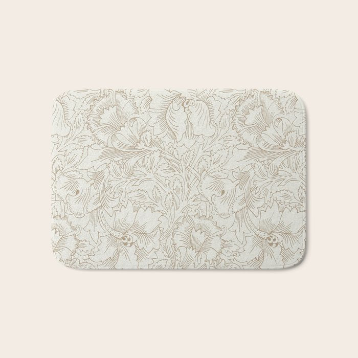 William Morris Poppy Cream Gold Pattern Bath Mat Gallery Image 1