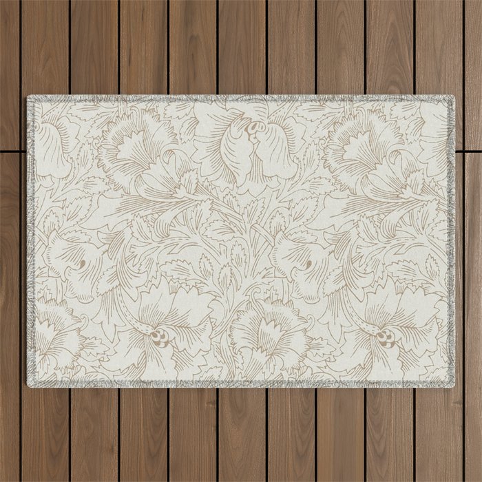 William Morris Poppy Cream Gold Pattern Outdoor Rug Gallery Image 1