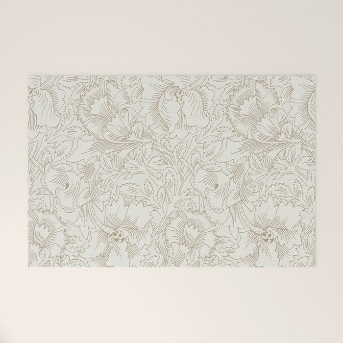 William Morris Poppy Cream Gold Pattern Welcome Mat Gallery Image 1
