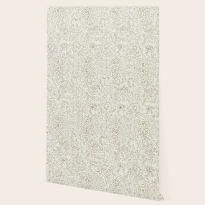 William Morris Poppy Cream Gold Pattern Wallpaper Gallery Image 2