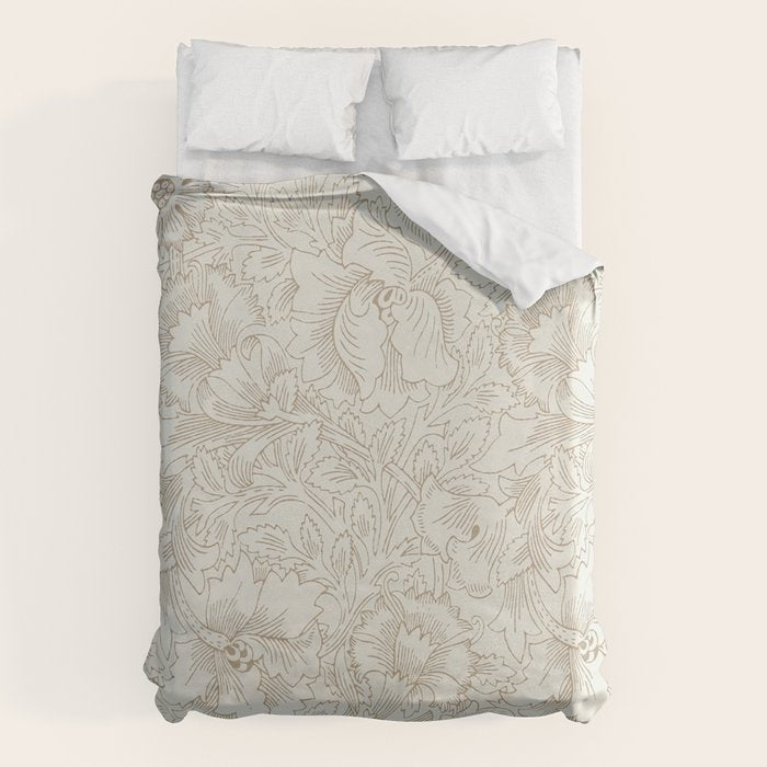 William Morris Poppy Cream Gold Pattern Duvet Cover Gallery Image 1