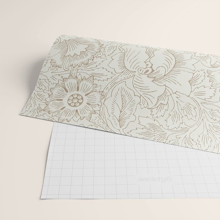 William Morris Poppy Cream Gold Pattern Wrapping Paper Gallery Image 2