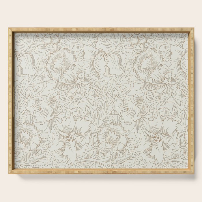 William Morris Poppy Cream Gold Pattern Serving Tray Gallery Image 1