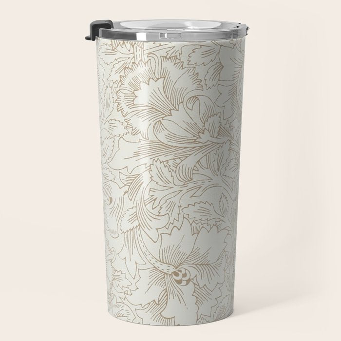 William Morris Poppy Cream Gold Pattern Travel Mug Gallery Image 3