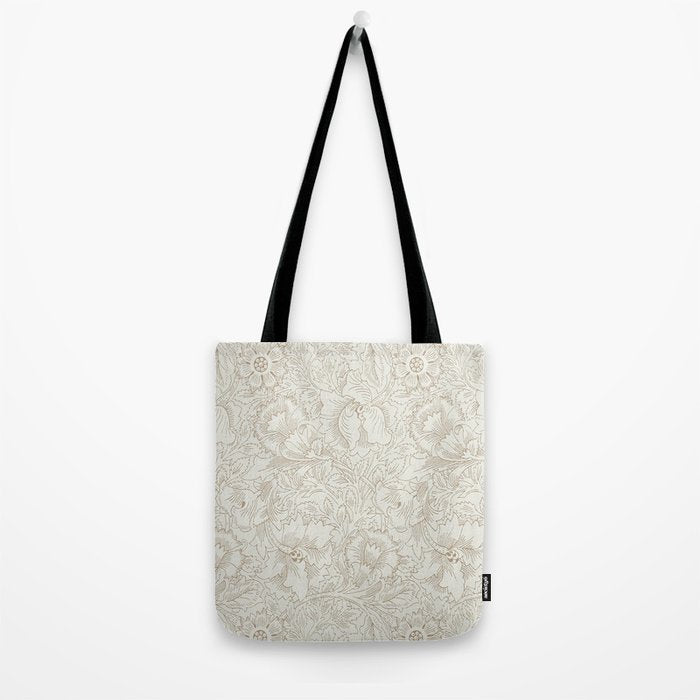 William Morris Poppy Cream Gold Pattern Tote Bag Gallery Image 2