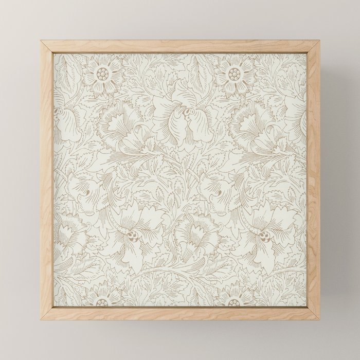 William Morris Poppy Cream Gold Pattern Mini Art Print Gallery Image 1