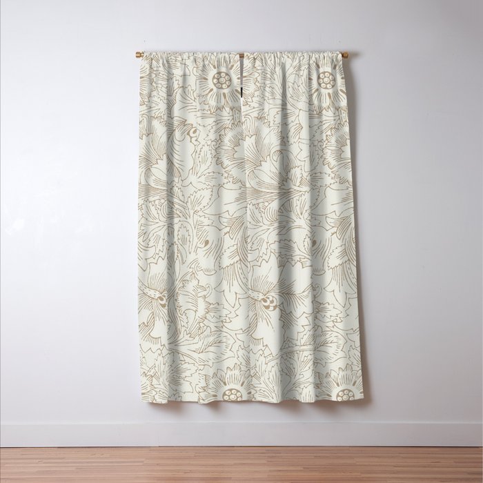 William Morris Poppy Cream Gold Pattern Window Curtain Gallery Image 3