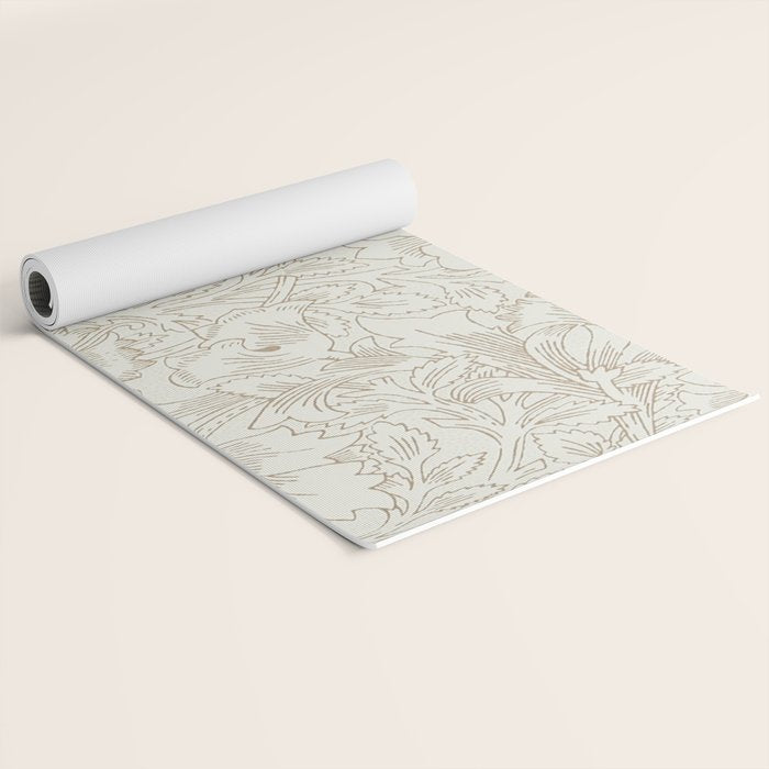 William Morris Poppy Cream Gold Pattern Yoga Mat Gallery Image 2