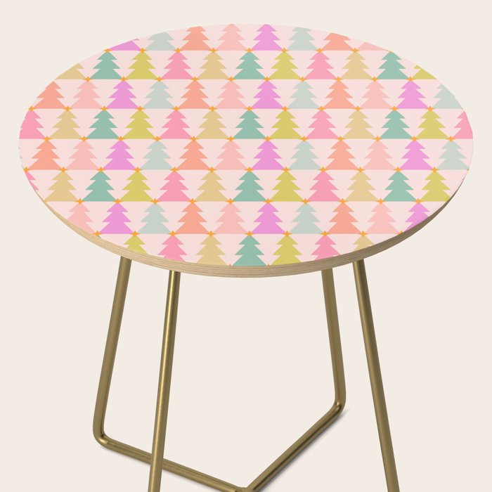 Christmas trees pastel geometric pattern Side Table Gallery Image 2